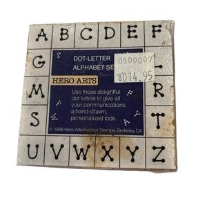 Vintage Hero Arts Rubber Stamp Set Dot Letter Alphabet Uppercase Complete Crafts